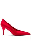 Prada Raso Silk Stiletto Pumps In Red