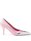 Prada Satin Pumps With Metallic Accent And Stiletto Heel In Rosa