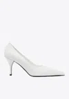 Prada Leather Pumps With Pointed Toe And Stiletto Heel In White