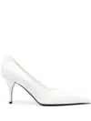 Prada Leather Pumps With Pointed Toe And Stiletto Heel In Bianco