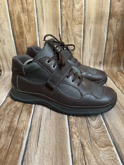 Pre-owned Prada 90's Hiking America Cup Leather Boots In Brown