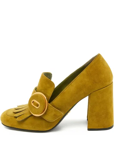 Pre-owned Prada 90mm Fringed Pumps