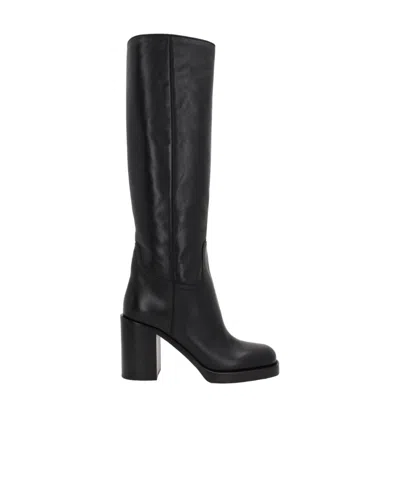 PRADA PRADA KNEE-HIGH SQUARE TOE BOOTS