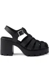 Prada Sandals Buckle Detail Chunky Sole Open Toe In Black