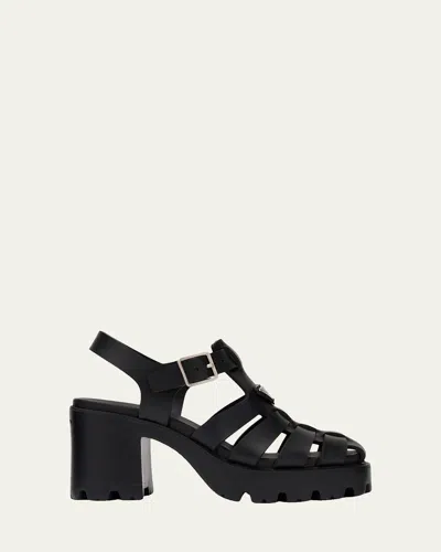 Prada 90mm Stride Flow Rubber Fisherman Sandals In Black