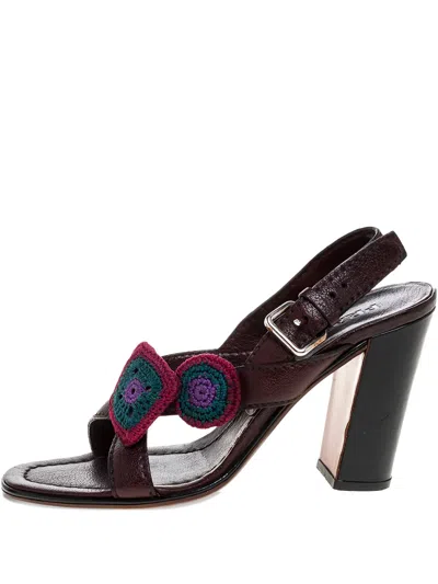 Pre-owned Prada 95mm Crochet-detail Buckle-slingback Sandals