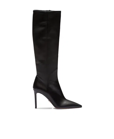 Prada 95mm Knee-high Nappa Leather Boots In Black