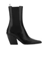 Prada Streamlined Leather Ankle Boots With Pointed Toe In Black