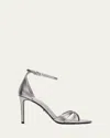 Prada 95mm Vernice Saffiano Metallic Leather Ankle-strap Sandals In Gray