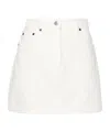 Prada Logo-appliqué Denim Mini Skirt In White
