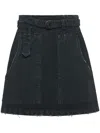 Prada A-line Denim Miniskirt In Grey