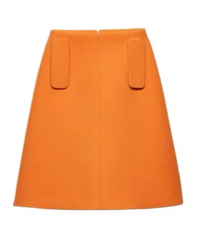Prada A-line Knitted Skirt In Orange
