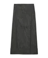 Prada Black/white Wool Weave Midi Skirt In Black