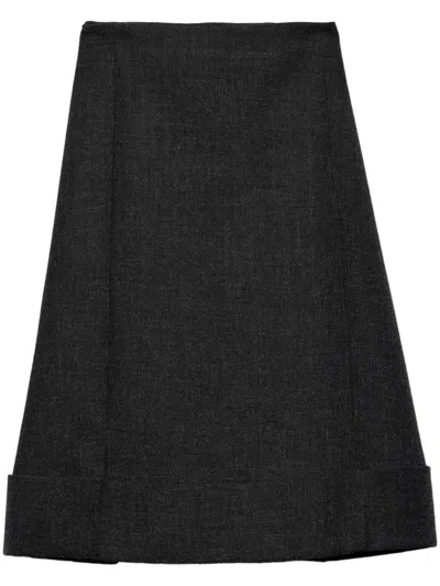 Prada Midirock Im Vintage-look Mit Schnellstich In Anthrazitgrau