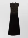 Prada A-line Sleeveless Wool Blend Dress In Black