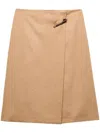 Prada Womens Brown Safety-pin Split-hem Wool Midi Skirt In Neutrals