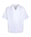 Prada Cotton Shirt With Short Sleeves And Pockets In White