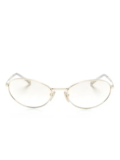 Prada A59 Oval-frame Sunglasses In Gold