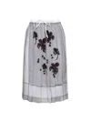 Prada Abbigliamento Aluminum Chiffon Embroidered Midi Skirt In Gray