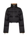 Prada Abbigliamento Black Re-nylon Cropped Down Jacket In Black