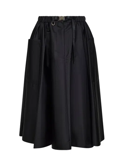 Prada Abbigliamento Black Re-nylon Midi Full Skirt