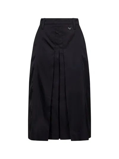 Prada Abbigliamento Black Re-nylon Midi Skirt
