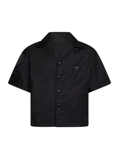 Prada Abbigliamento Black Re-nylon Short-sleeved Shirt