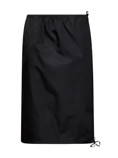 Prada Abbigliamento Black Re-nylon Straight Midi Skirt