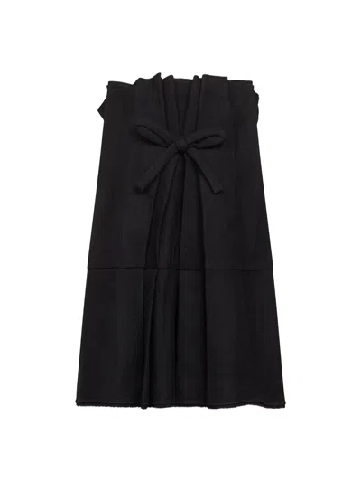Prada Abbigliamento Black Wool Chevron Mini Dress