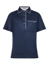 Prada Abbigliamento Blue Lisle Cotton Polo Shirt In Blue