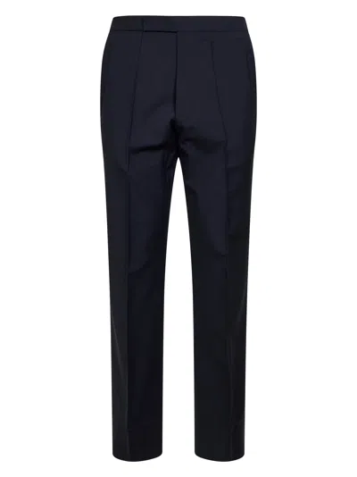 Prada Abbigliamento Blue Wool And Mohair Tailored Trousers