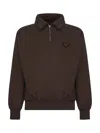 Prada Abbigliamento Brown Cotton Polo Shirt-like Sweatshirt