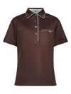 Prada Abbigliamento Ebony Lisle Cotton Polo Shirt In White