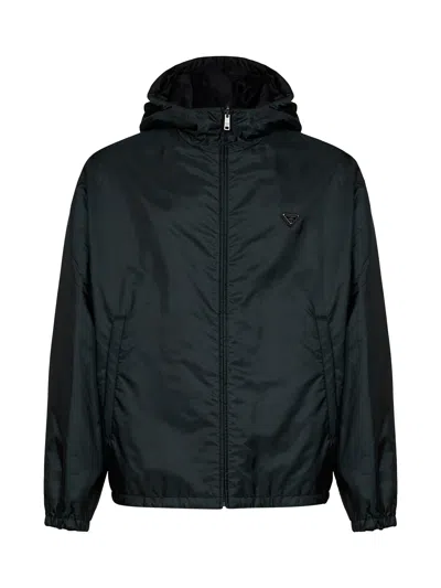Prada Abbigliamento Forest Green And Black Reversible Re-nylon Jacket