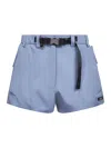Prada Abbigliamento Light Blue Technical Canvas Shorts In Blue