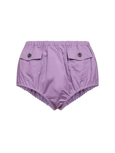 Prada Abbigliamento Lilac Cotton Poplin Shorts In Purple