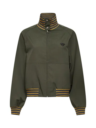 Prada Abbigliamento Military Twill Blouson In Green