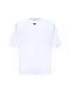 Prada Abbigliamento Oversized White Cotton Logo T-shirt In Multi
