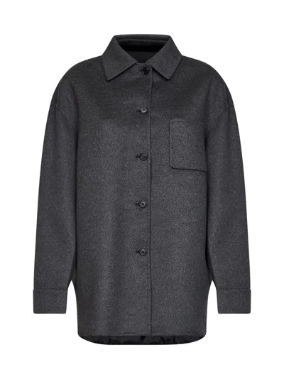 Prada Abbigliamento Reversible Cashmere And Re-nylon Shirt Jacket In Anthracite