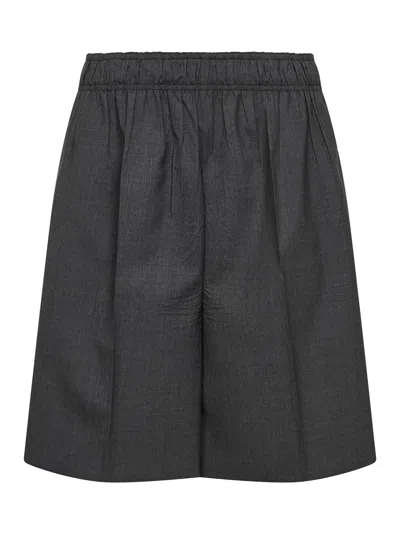 Prada Abbigliamento Slate Virgin Wool Bermuda Shorts In Gray