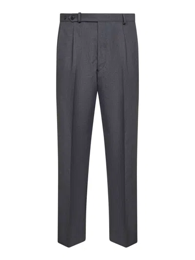 Prada Abbigliamento Slate Virgin Wool Blend Trousers In Gray
