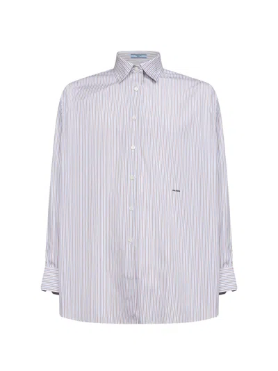Prada Abbigliamento Striped Cotton Poplin Shirt