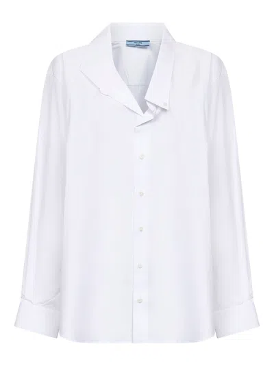 Prada Abbigliamento White Cotton Poplin Shirt