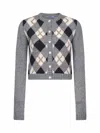 Prada Abbigliamento Wool Cardigan With Argyle Pattern In Multi