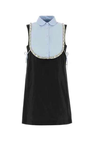 Prada Black Mini Dress In Transparent