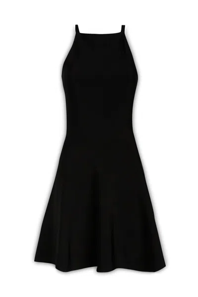 Prada Skirt Flare Halter Neckline Sleeveless Dress In Black