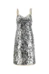 Prada Sequin Mini Dress Adjustable Straps In Silver