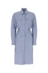 Prada Embroidered Shirt Dress With Pockets And Cinched Waist
