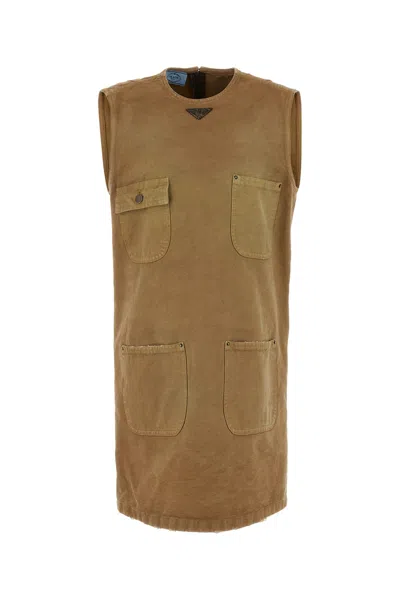 PRADA MINI ABITO IN COTONE CAMMELLO DONNA