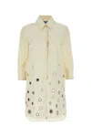 Prada Abito Chemisier In Cotone Sabbia Donna
